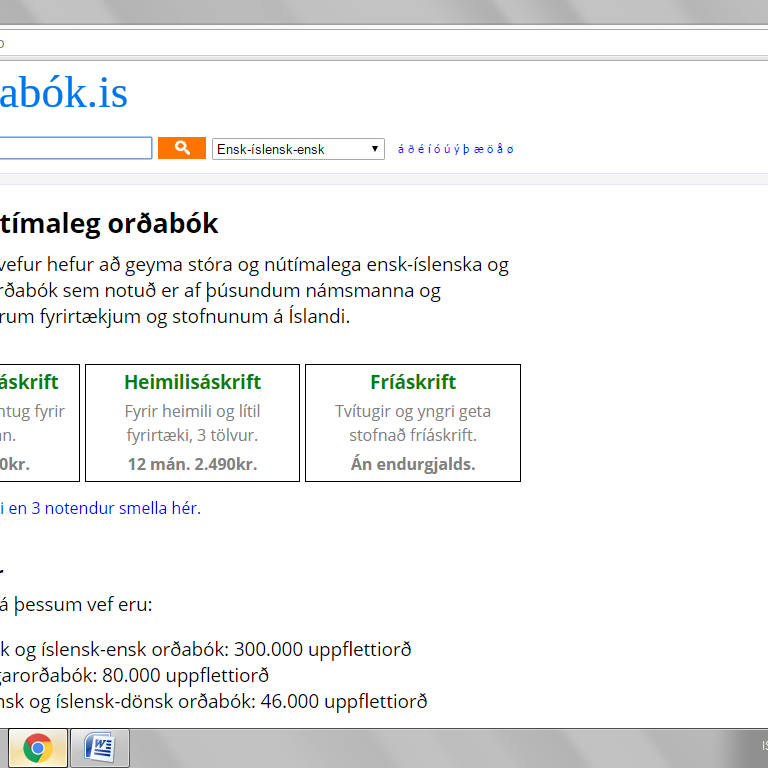 Aðgangur að Ordabok.is