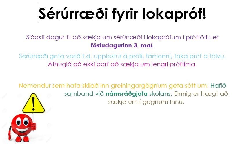 Sérrúrræði í lokaprófum