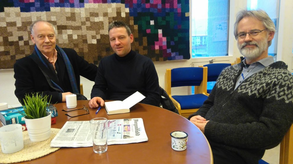 Árni Blandon, kennari, Arnar Már og Gísli SKúlason, íslenskukennari.