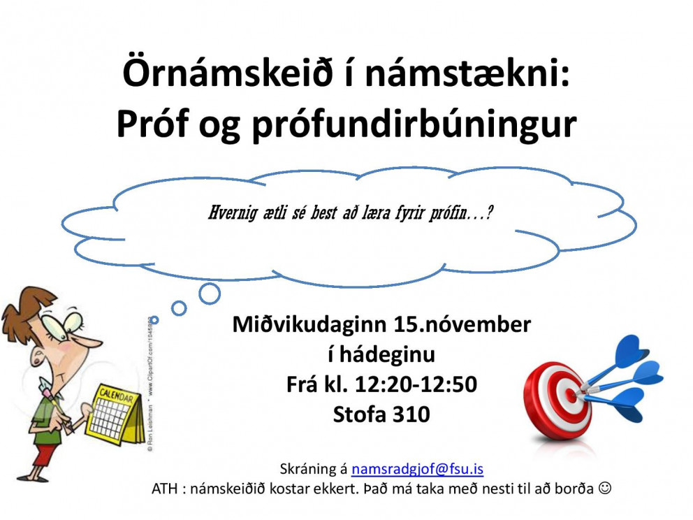 Örnámskeið í námstækni: próf og prófaundirbúningur