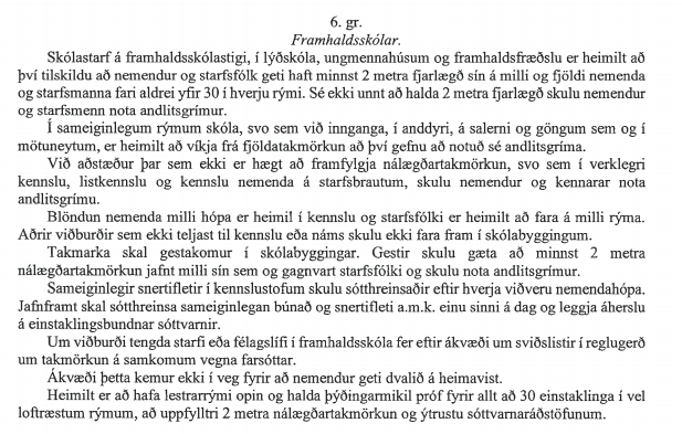 Reglugerð um takmörkun á skólastarfi