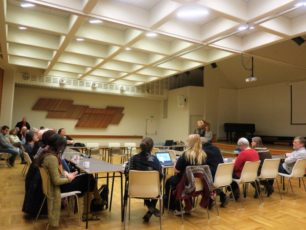 Kennarafundur með Guðríði Arnardóttur, formanni Félags framhaldsskólakennara.