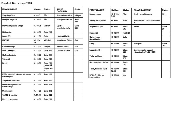 Dagskrá Kátra daga