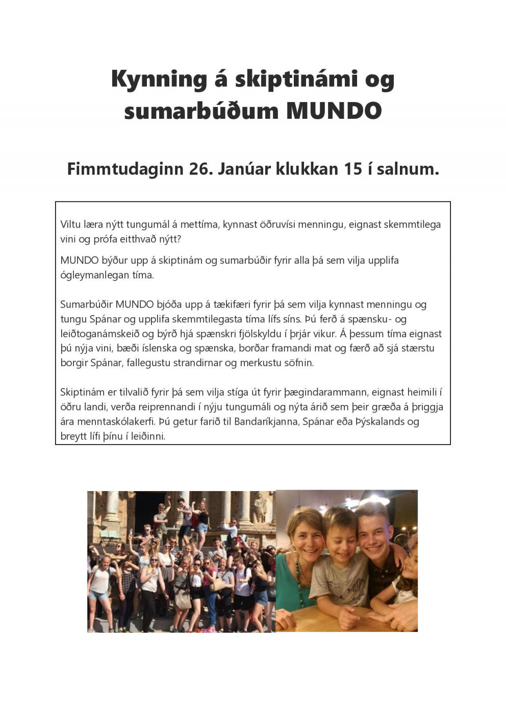 Kynning á skiptinámi MUNDO