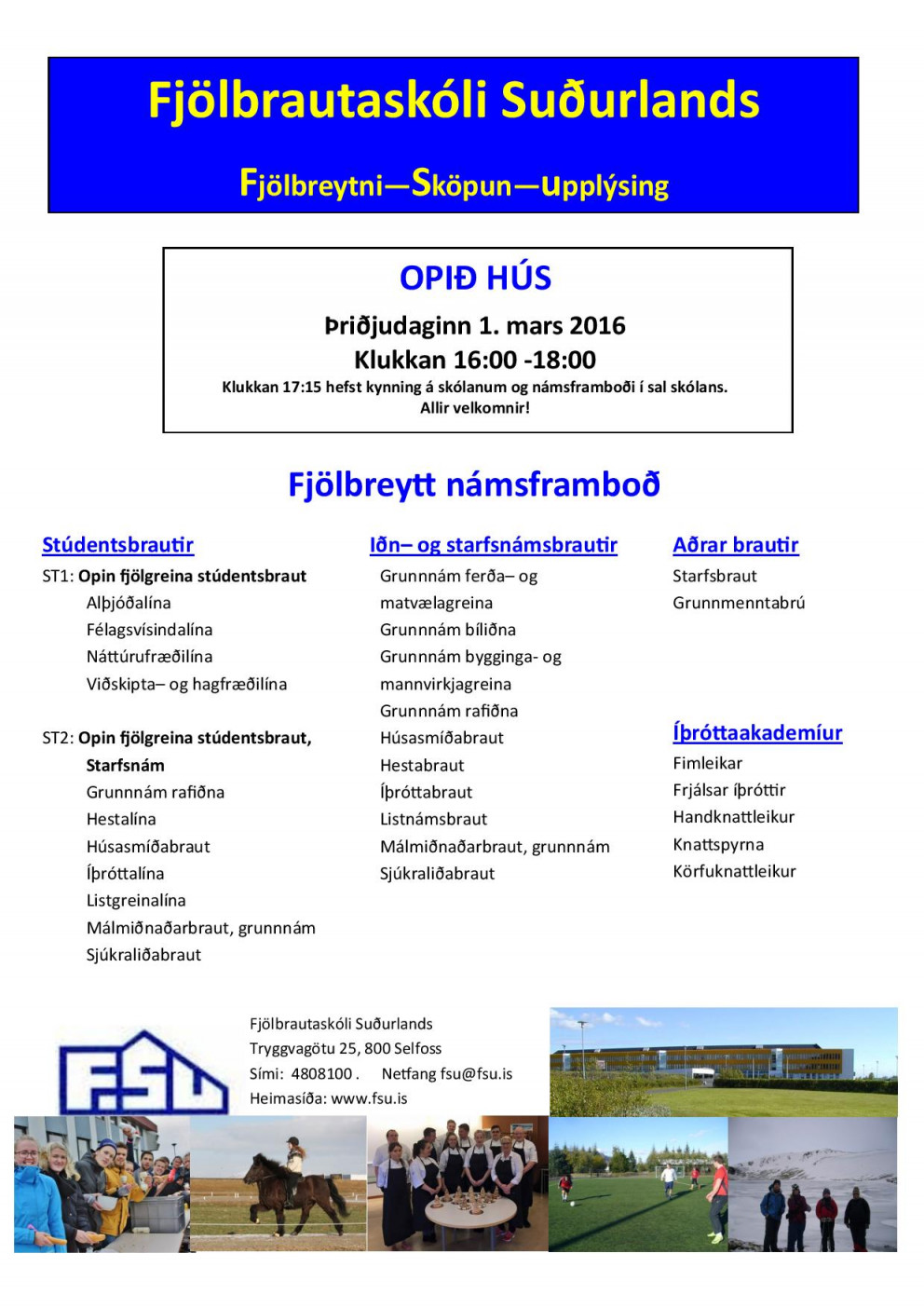 Opið hús þriðjudaginn 1. mars