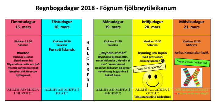 Dagskrá Regnbogadaga.