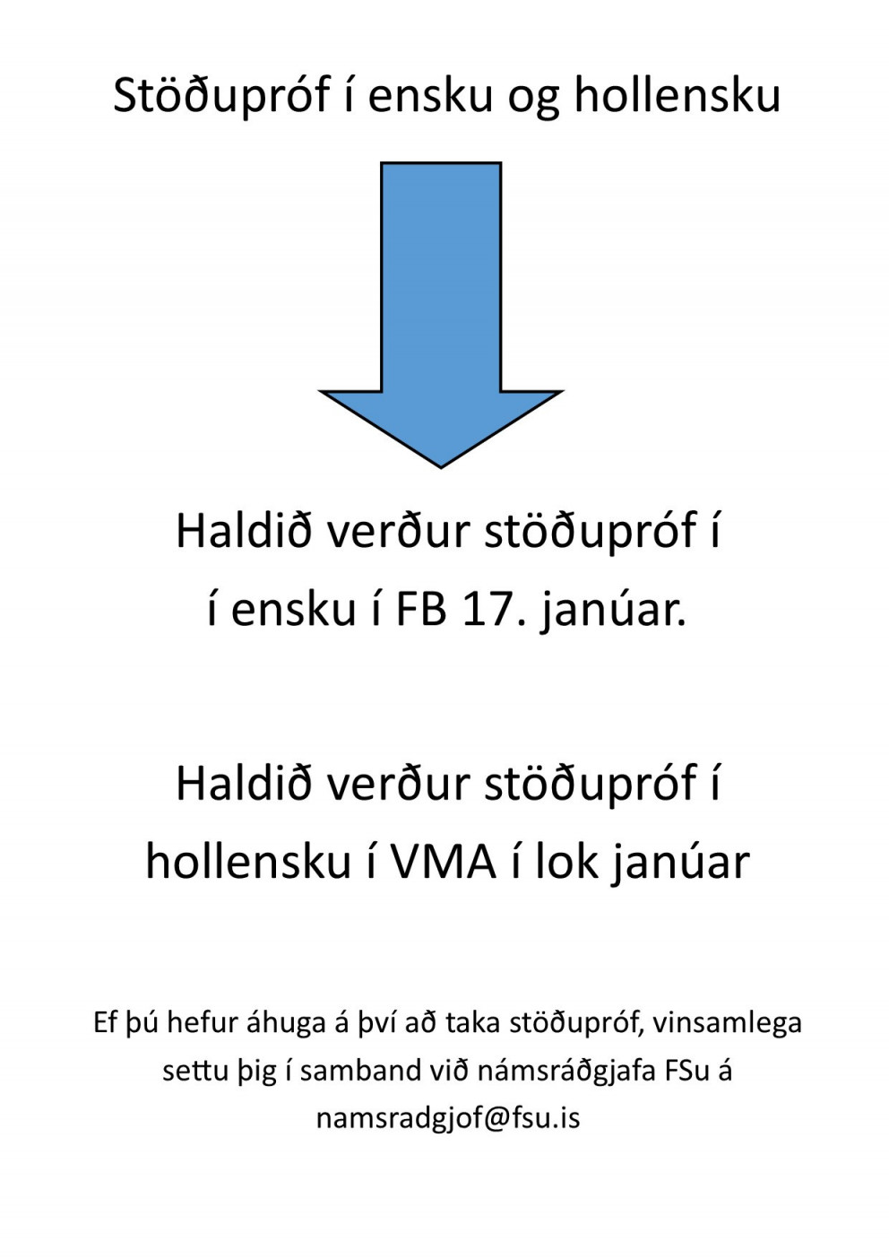 Stöðupróf í ensku og hollensku