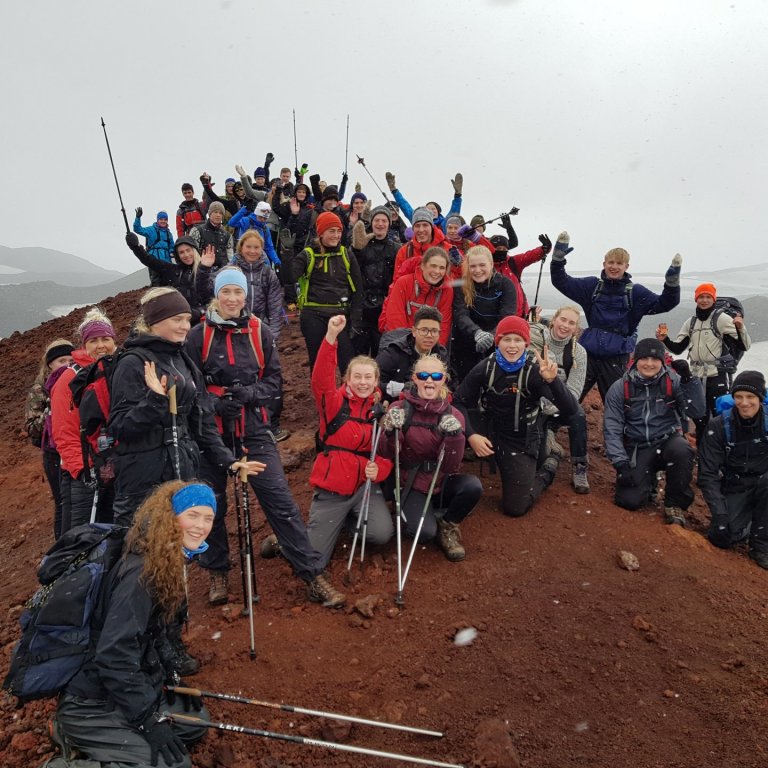 Það er alltaf fjör í fjallgönguáföngum.