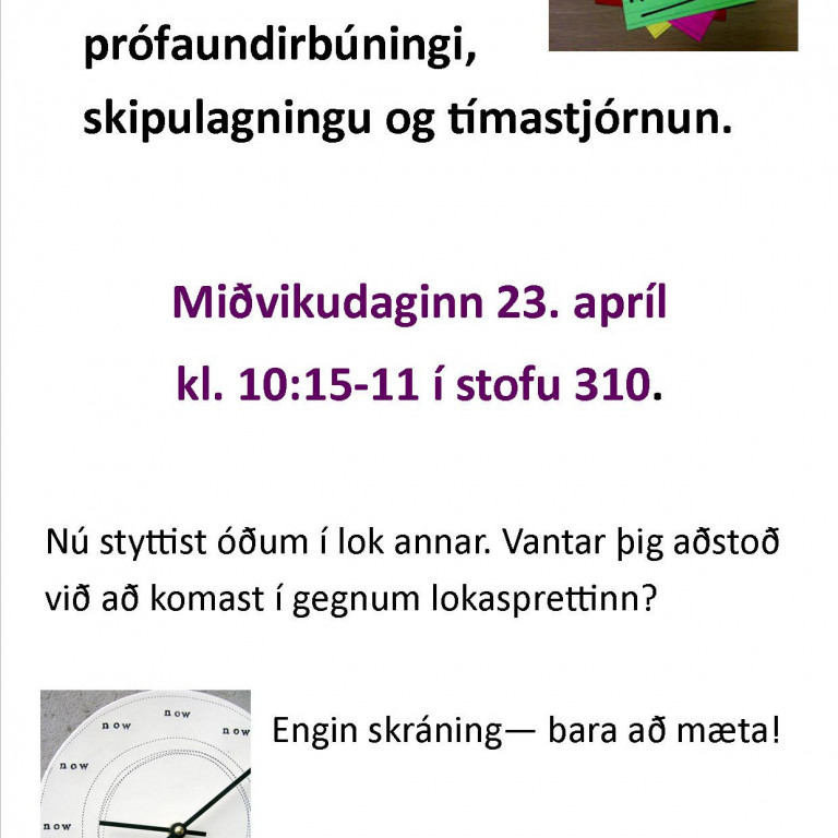Örnámskeið í prófaundirbúningi og skipulagningu