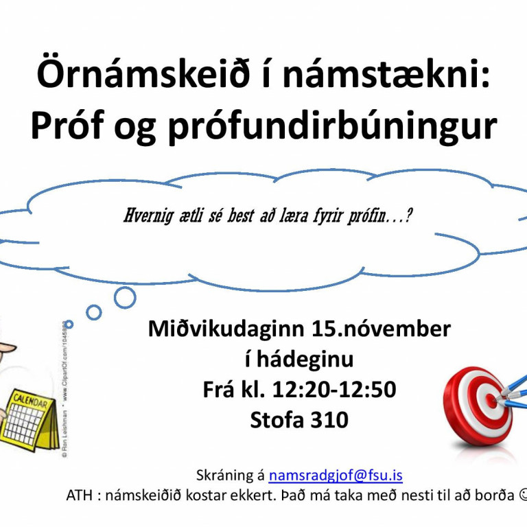 Örnámskeið í námstækni: próf og prófaundirbúningur