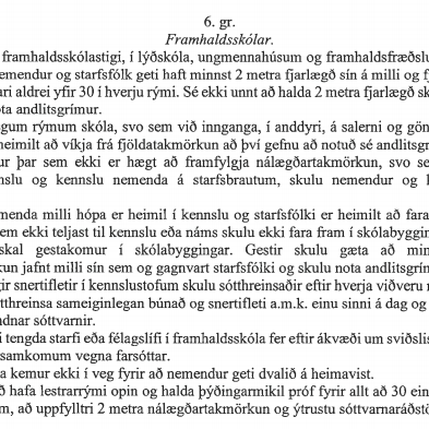Reglugerð um takmörkun á skólastarfi