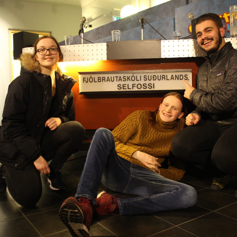 Lið FSu skipa þau Vilborg, Ísak og Jakob.