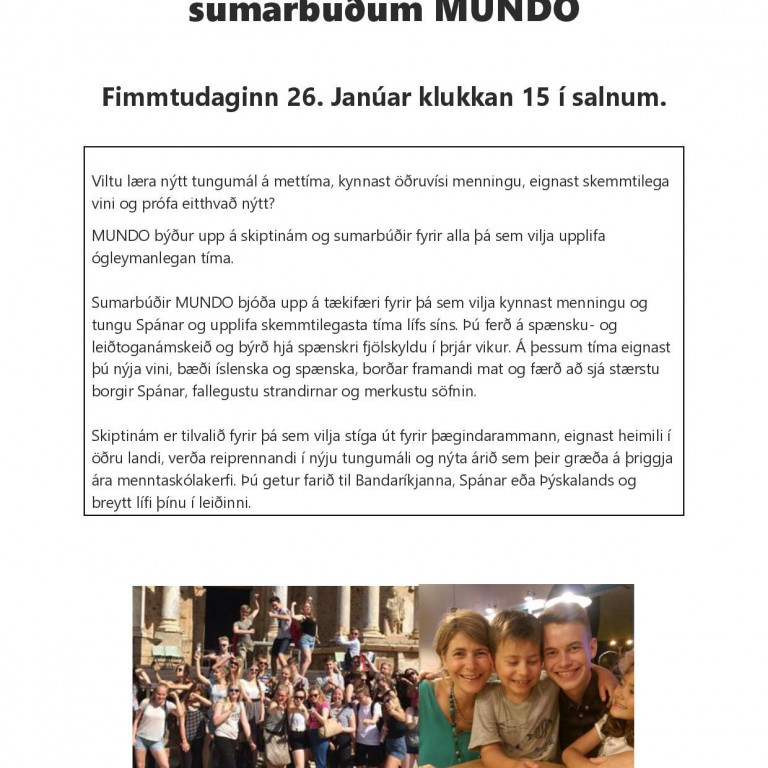 Kynning á skiptinámi MUNDO