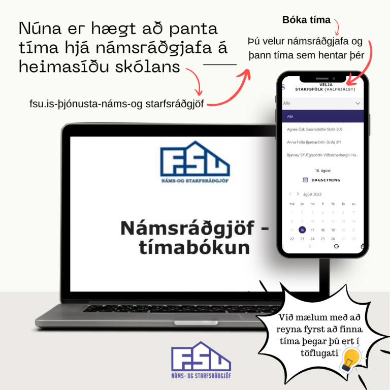 NÝ LEIÐ TIL AÐ BÓKA TÍMA HJÁ NÁMSRÁÐGJÖFUM