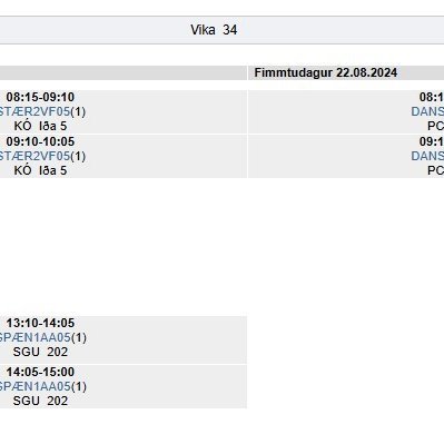 Rafrænar töflubreytingar á haustönn 2025