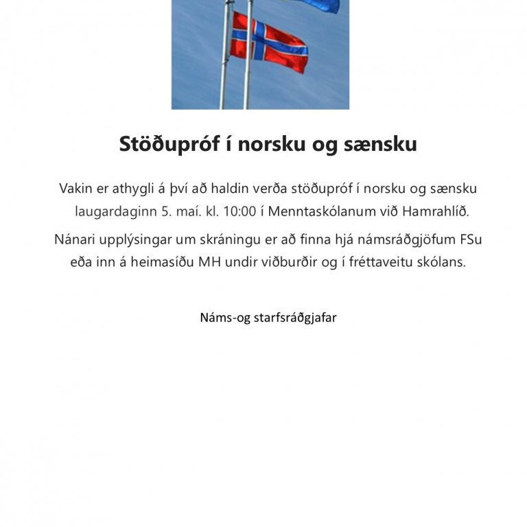 Stöðupróf í sænsku og norsku