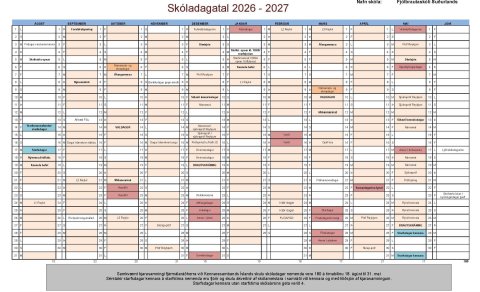 Skóladagatal 2026-2027
