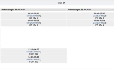 Rafrænar töflubreytingar á vorönn 2026